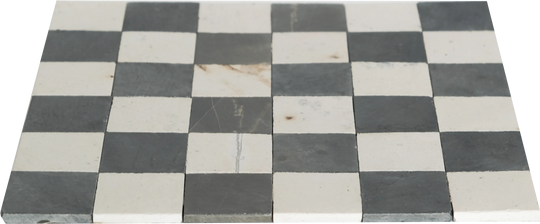 2x2 Silver Black and Ivory White Checkerboard Limestone Mosaic Tile