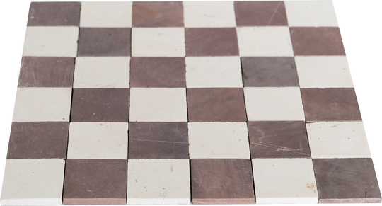 burgundy and white checkered tile angled