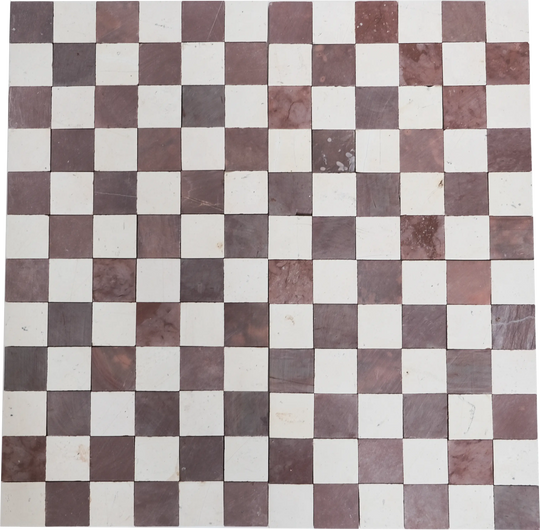 burgundy and white checkered tiles