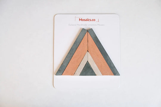 Sunset Orange/Terracotta and Teal Blue Diamond Limestone Mosaic Tile - Barcelona Pattern