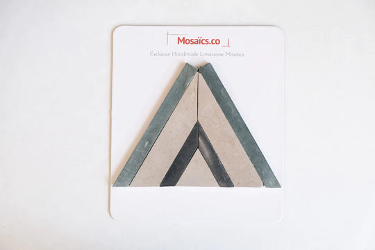 Shadow White & Teal Blue Large Diamond Limestone Mosaic Tile - Barcelona Pattern