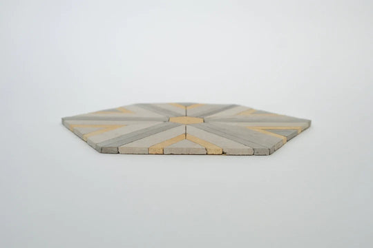 light gray hexagon mosaic tile angled 2
