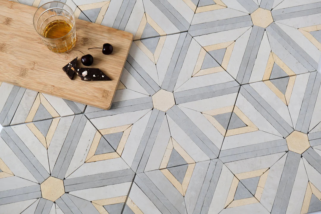 light gray diamond mosaic tile