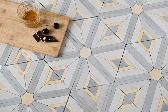light gray diamond mosaic tile