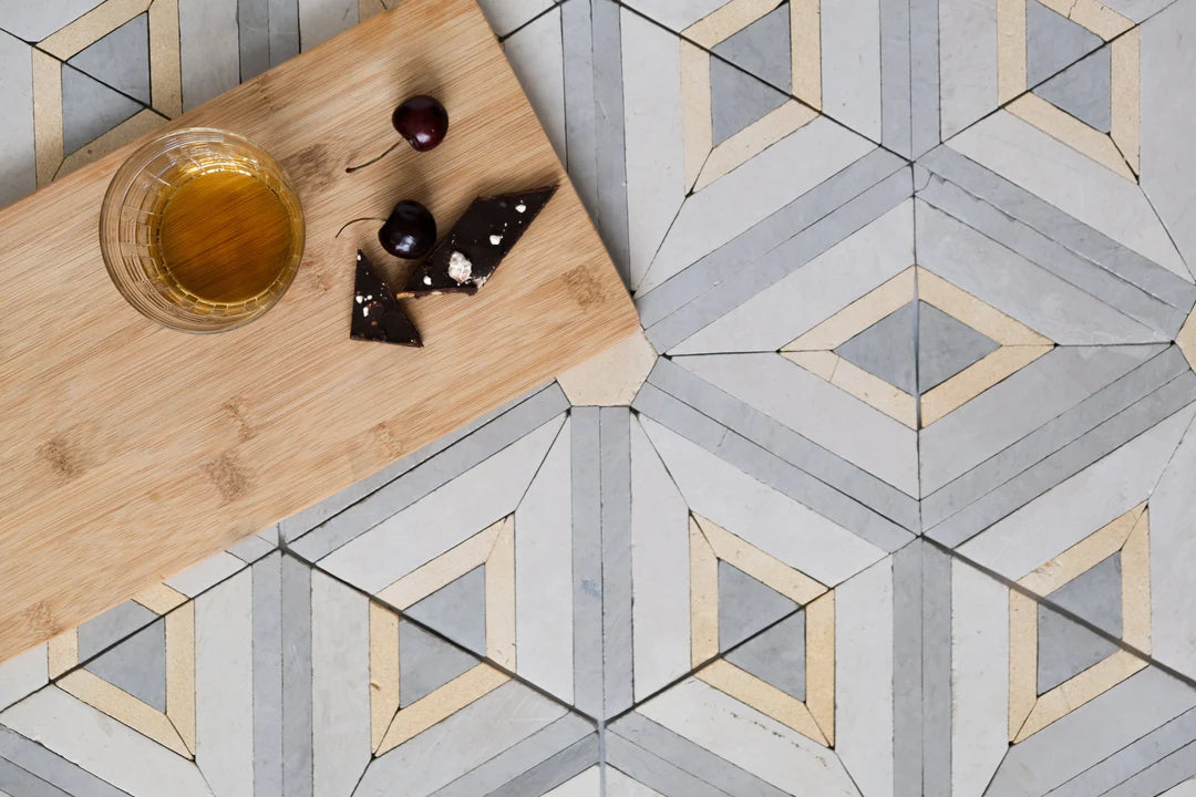 light gray diamon mosaic tile