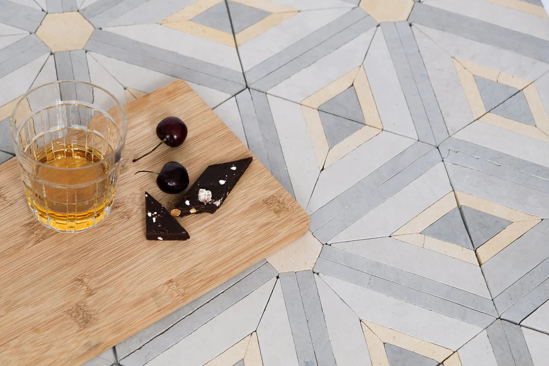 light gray diamond mosaic tile