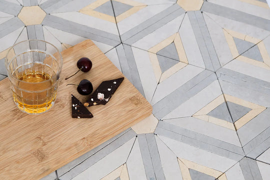 light gray diamond mosaic tile