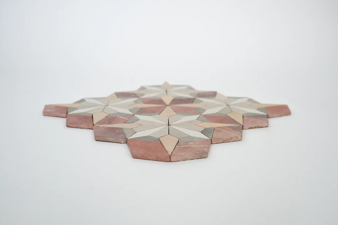 pink floral tile angled