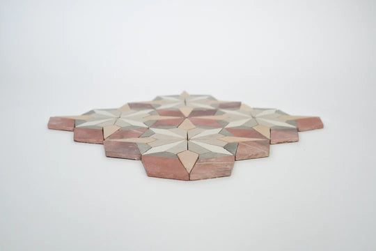 pink floral tile angled