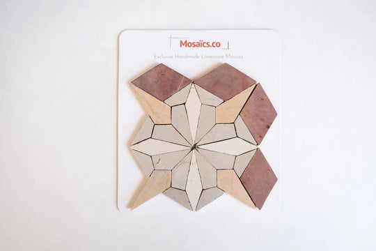 Dusty Rose Flower Limestone Mosaic Tile - Florence Pattern