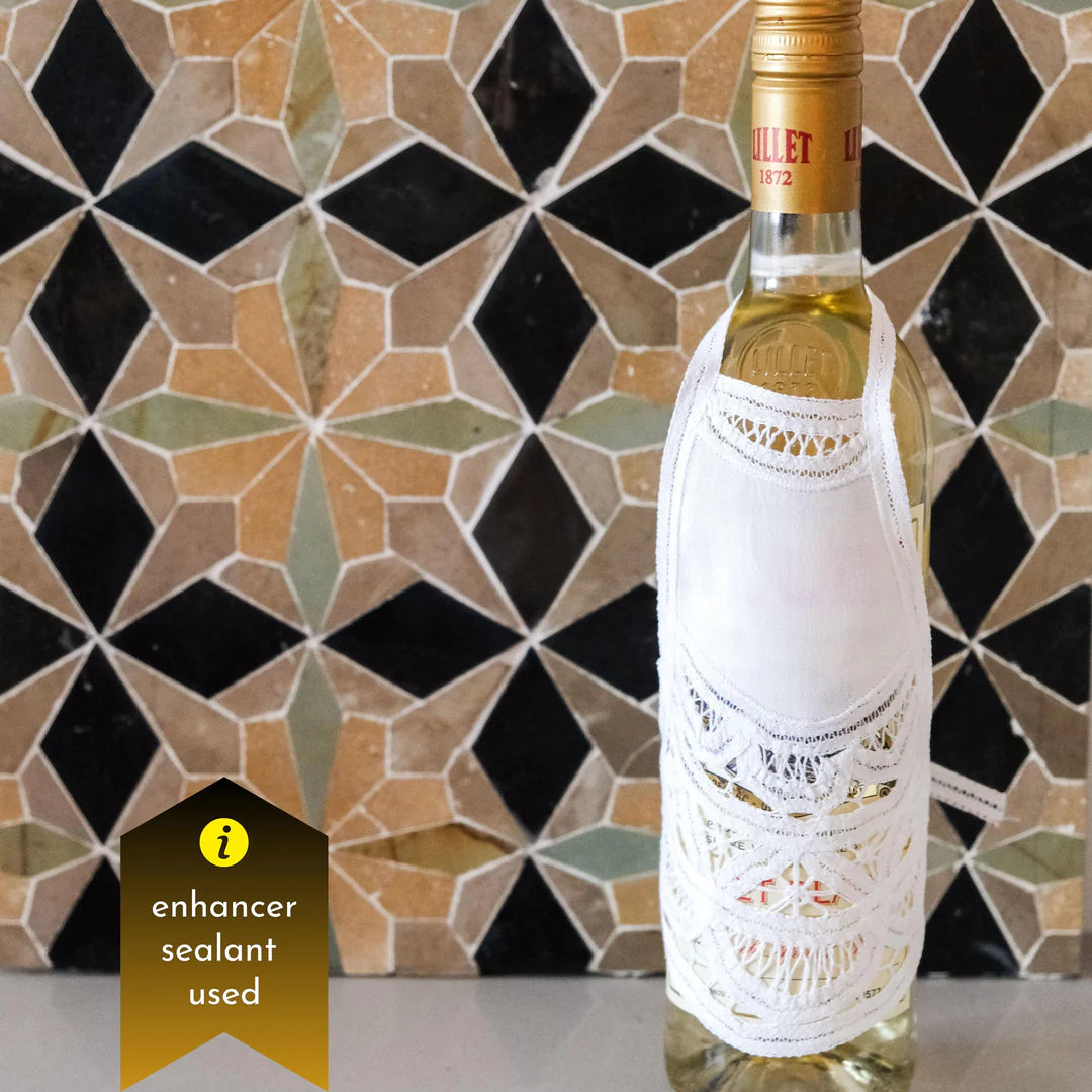 Raven Black & Sand Yellow Flower Limestone Mosaic Tile - Florence Pattern