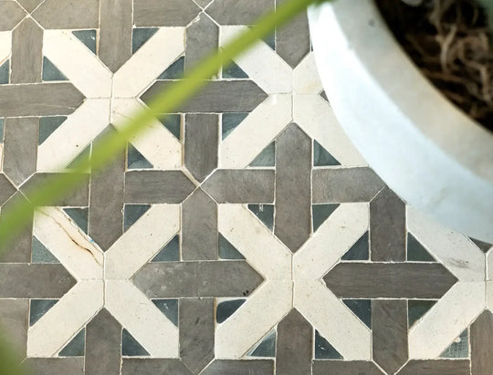 gray cross stone mosaic tile