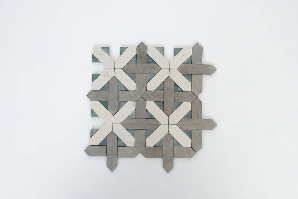gray cross stone mosaic tiles