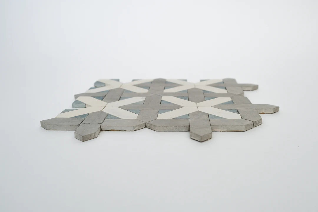 gray cross stone mosaic tile angled image