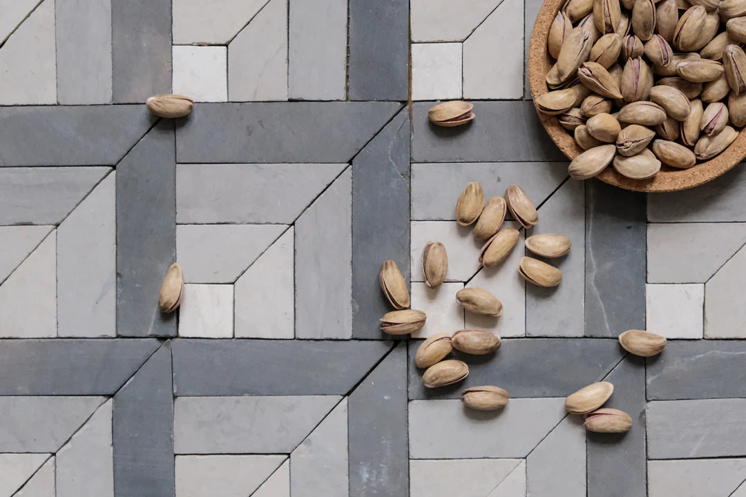 Silver Black & Ivory White Geometric Limestone Mosaic Tile - Toronto Pattern