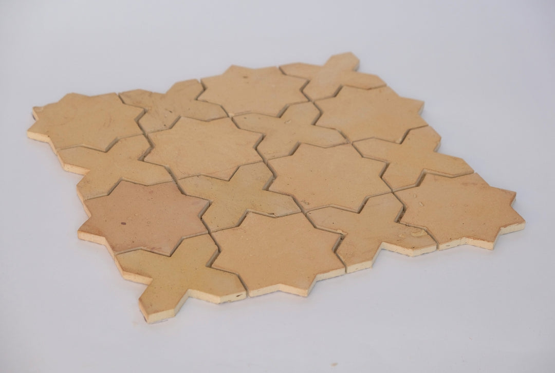 Amber star and cross mosaic tile angled photo