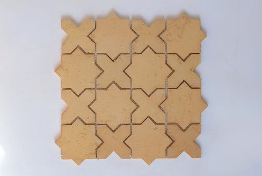 Amber Star and Cross Terracotta Mosaic Tile