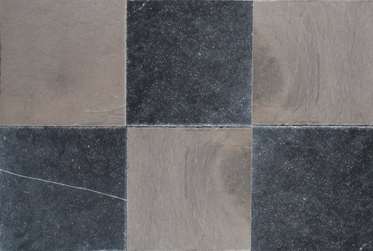 Checker of gray and black tiles