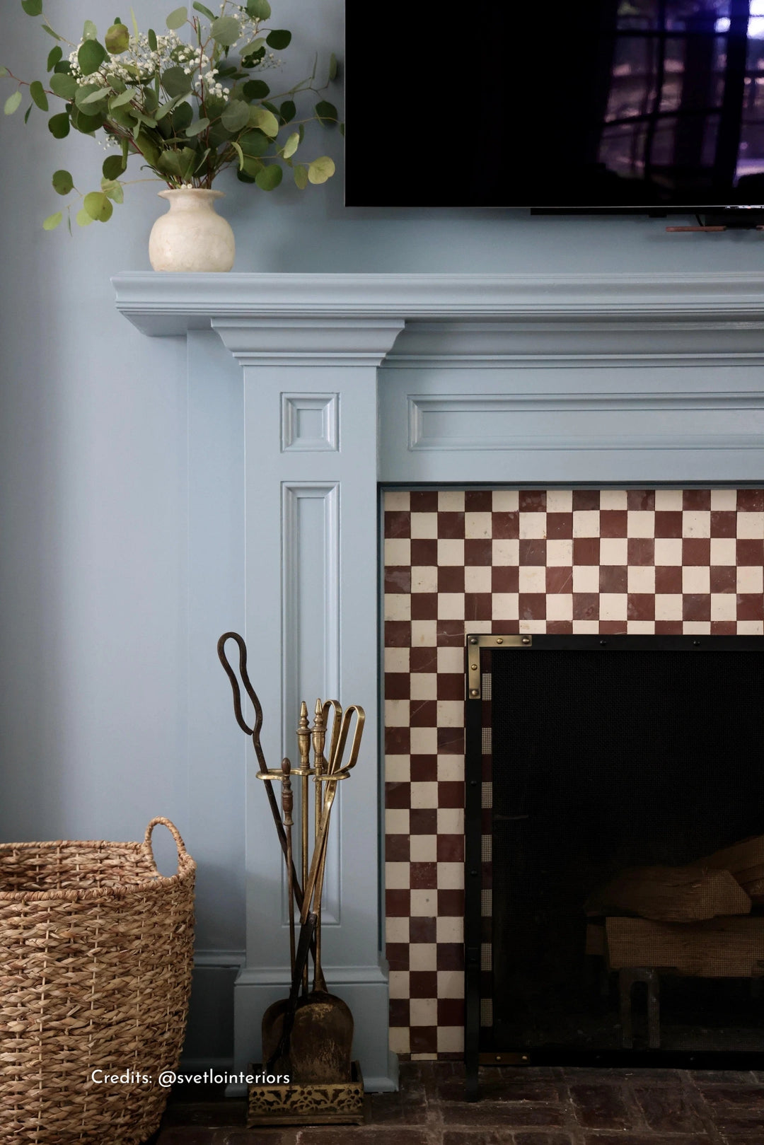 2x2 Burgundy and Ivory White Checkerboard Limestone Mosaic Tile