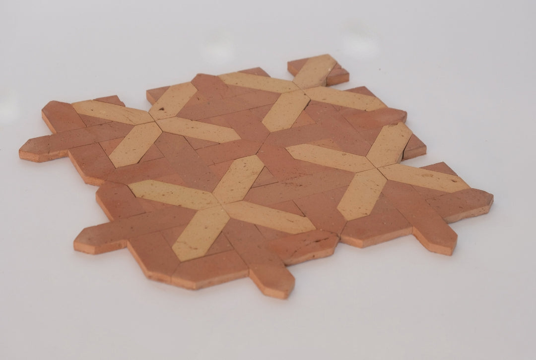 Burnt Cinnamon & Amber Cross Terracotta Mosaic Tile - London Pattern