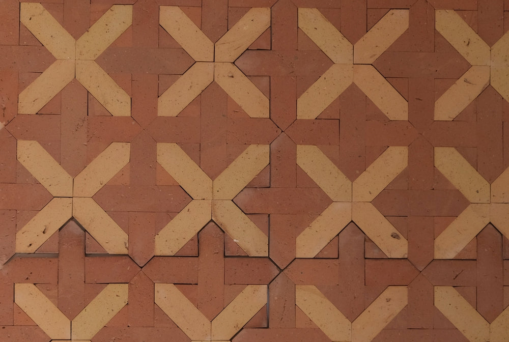 Burnt Cinnamon & Amber Cross Terracotta Mosaic Tile - London Pattern