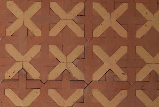 Burnt Cinnamon & Amber Cross Terracotta Mosaic Tile - London Pattern