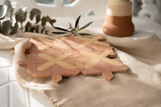 Burnt Cinnamon & Amber Cross Terracotta Mosaic Tile - London Pattern