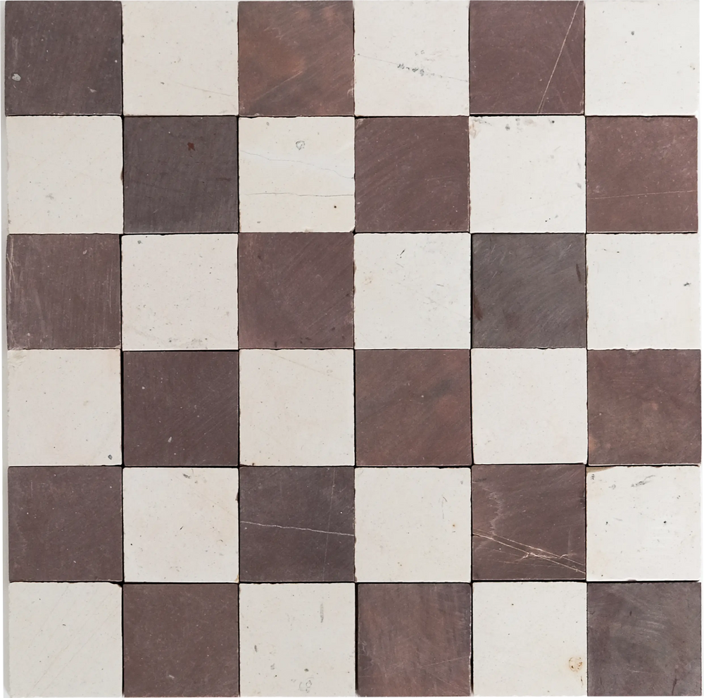 burgundy and white checkered tile