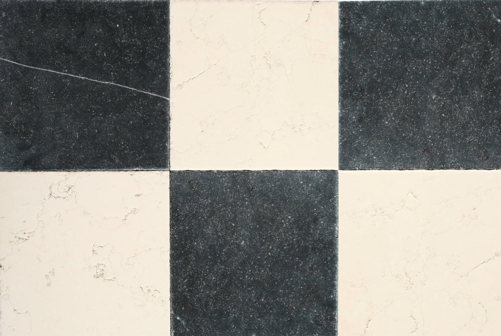 Checkered pattern with alternating black and beige squares