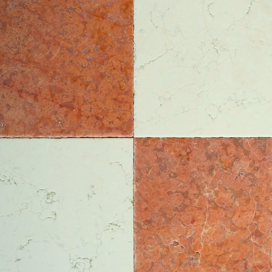 Beige and Red Antique Marble Checkerboard Tile Set – 12x12
