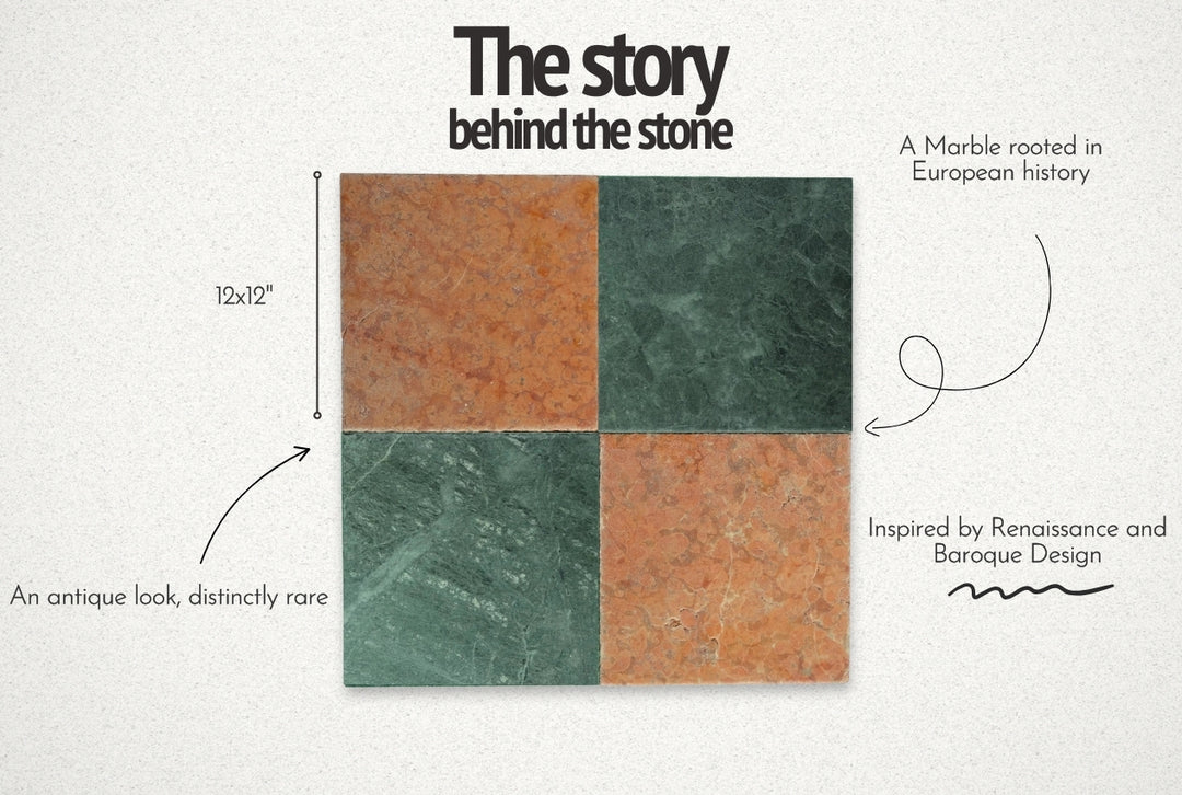 Green and Red Antique Marble Checkerboard Tile Set – 12x12