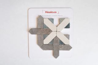 Tile Sample - Gray & White Cross Mosaic - London Pattern