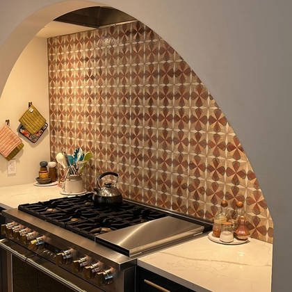 Dusty Rose Flower Limestone Mosaic Tile - Florence Pattern