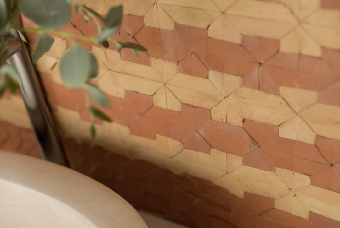 Burnt Cinnamon & Amber Terracotta Mosaic Tile - New York Pattern