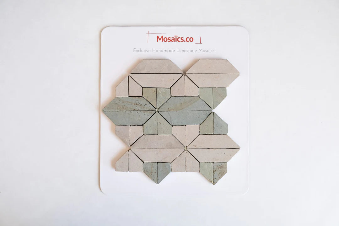 Tile Sample - Green & White Mosaic - New York Pattern