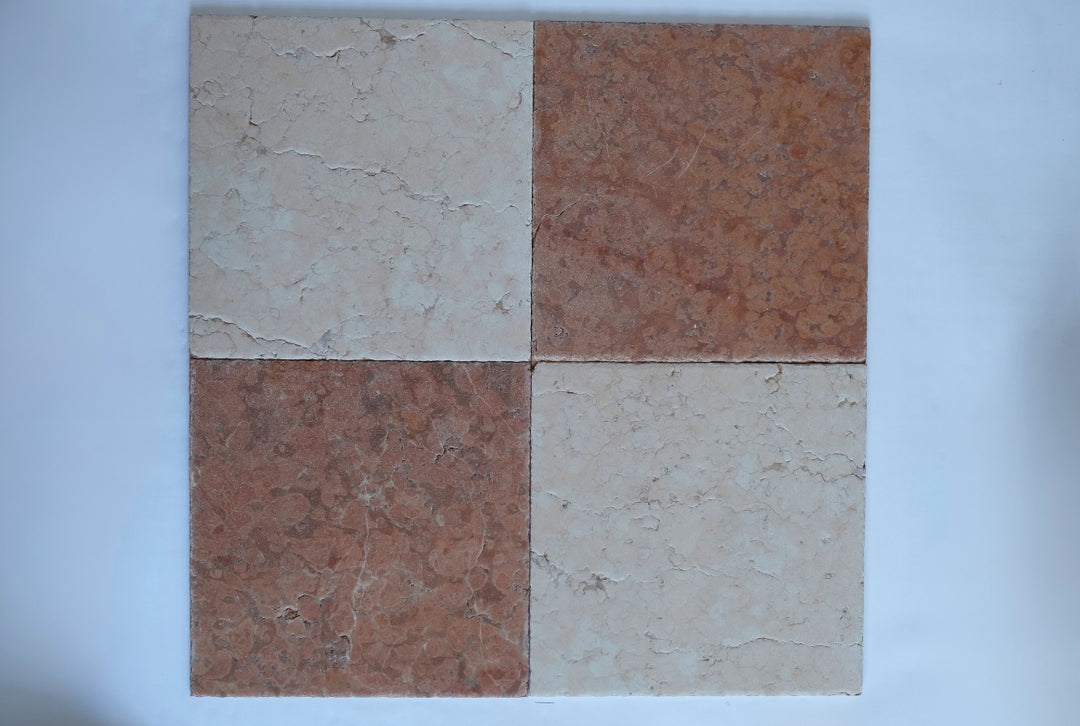 Pink and Red Antique Marble Checkerboard Tile Set – 12x12