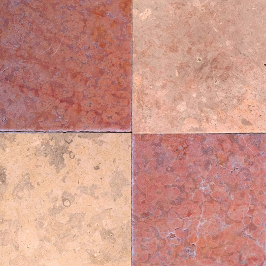 Pink Travertine and Red Marble Antique Checkerboard Tile Set – 12x12