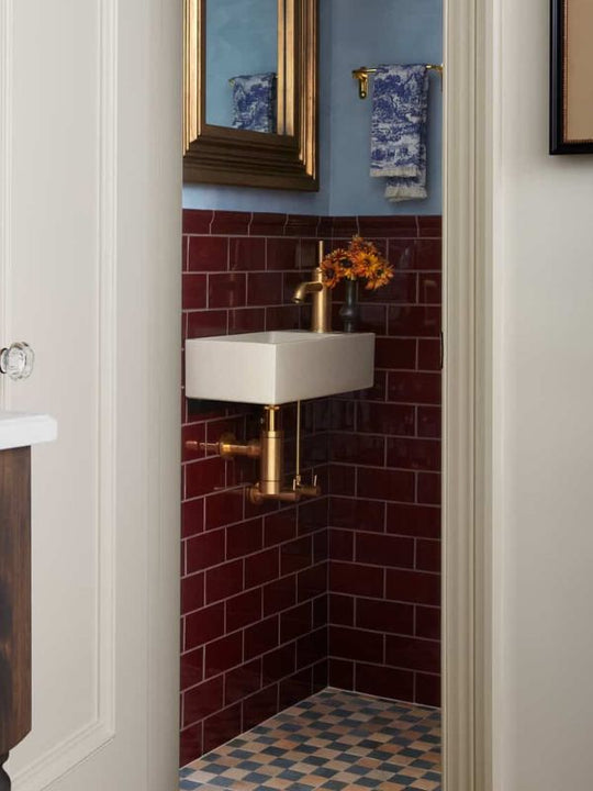 2x2 Teal Blue and Hazy Yellow Checkerboard Limestone Mosaic Tile