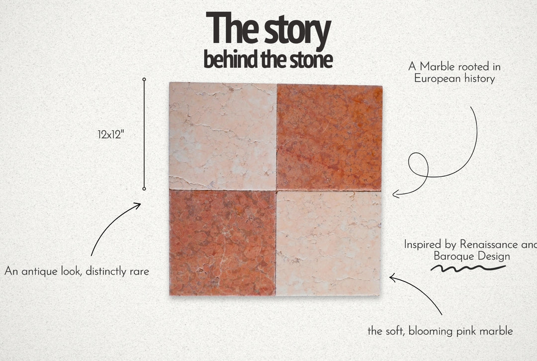 Pink and Red Antique Marble Checkerboard Tile Set – 12x12