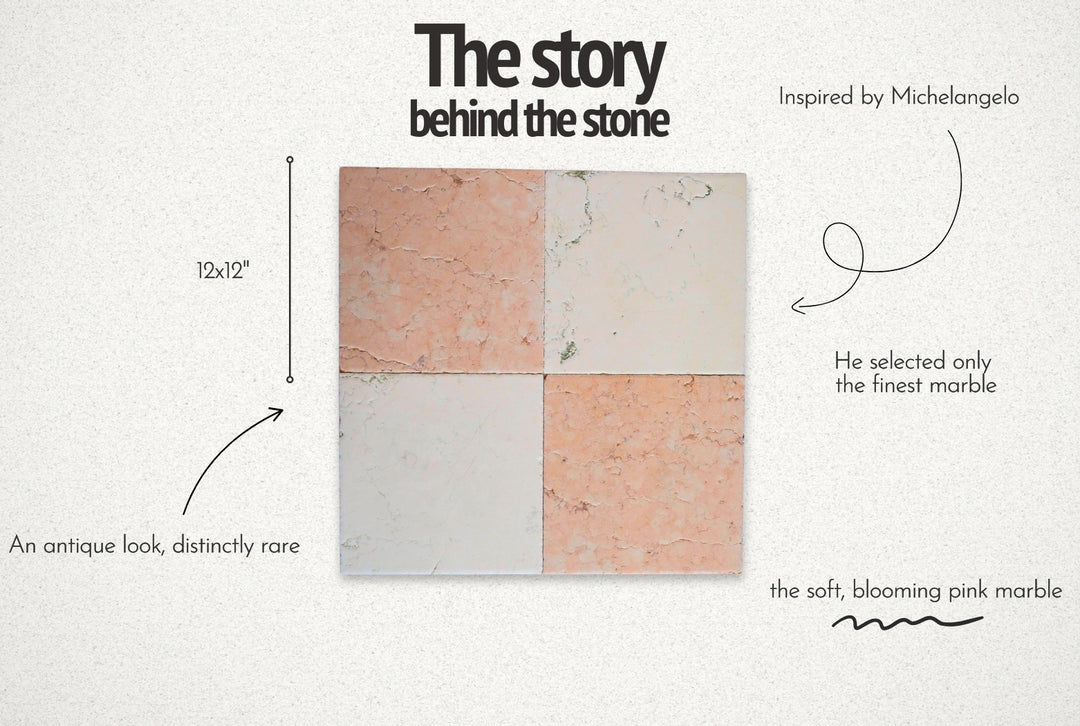 Beige and Pink Antique Marble Checkerboard Tile Set – 12x12
