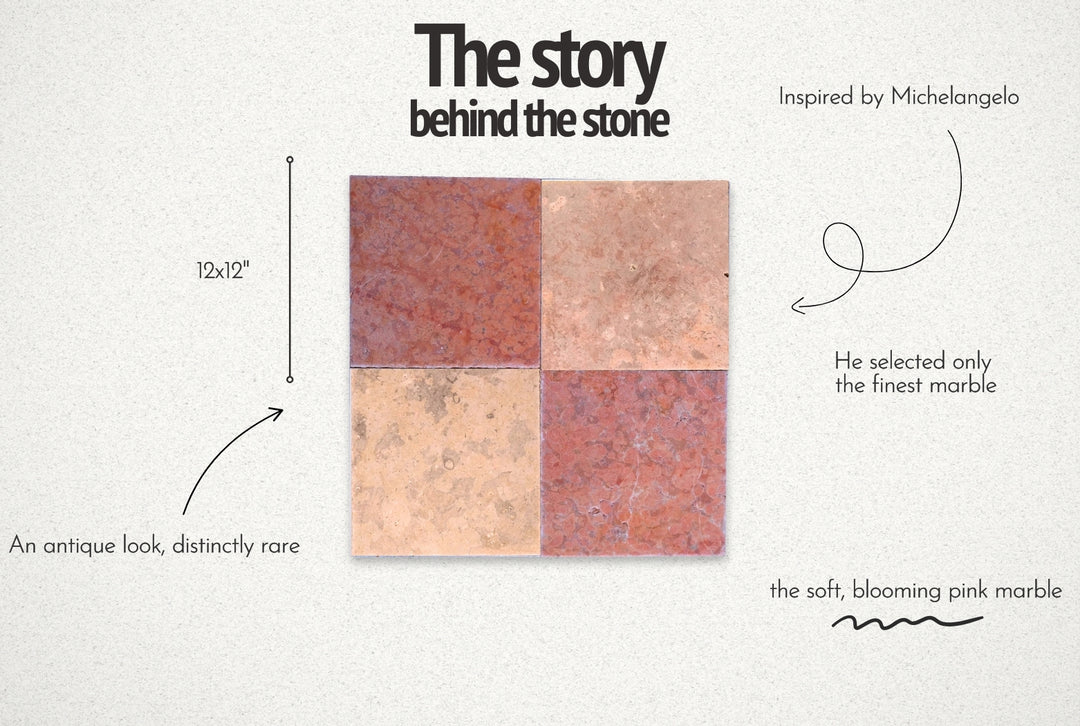 Pink Travertine and Red Marble Antique Checkerboard Tile Set – 12x12
