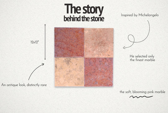Pink Travertine and Red Marble Antique Checkerboard Tile Set – 12x12