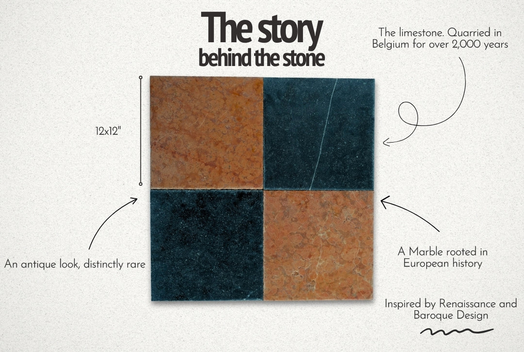 Black and Red Antique Natural Stone Checkerboard Tile Set – 12x12